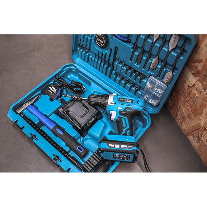 Kit taladro atornillador 20 v con 70 accesorios, batería 2.0ah y cargador