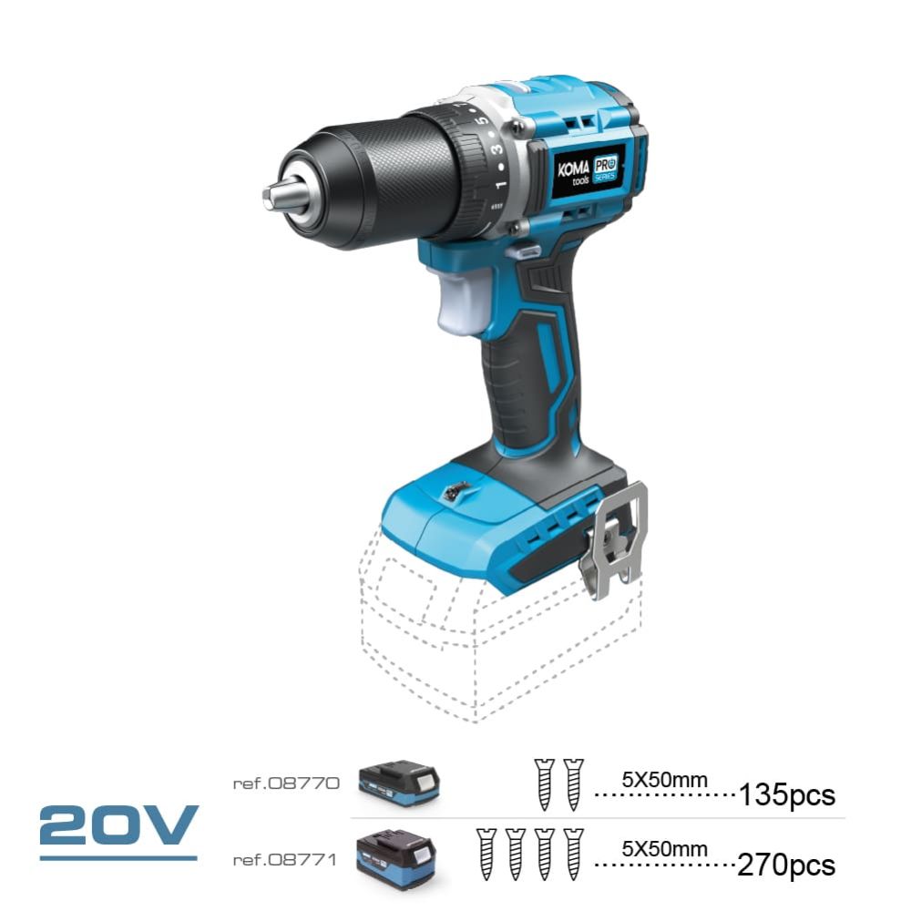 Taladro atornillador compacto brushless 20 v sin batería y cargador