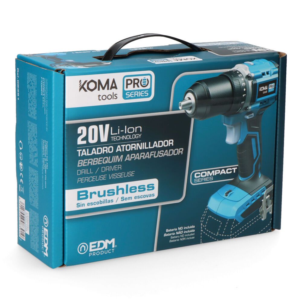 Taladro atornillador compacto brushless 20 v sin batería y cargador