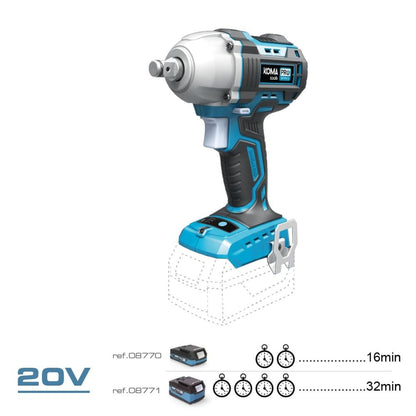 Llave de impacto brushless 20 v 450 nm sin batería ni cargador