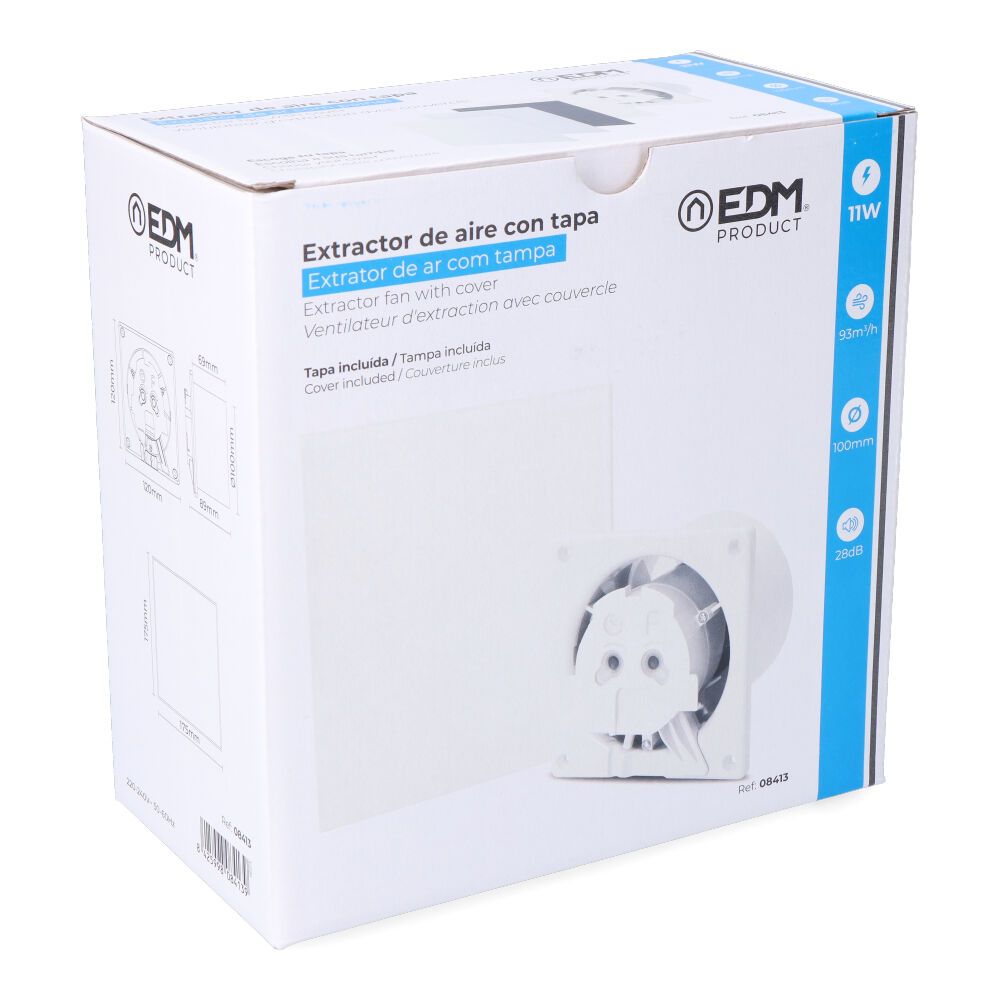 Extractor de aire con tapa blanca, ( personalizable) 11w ø10cm edm