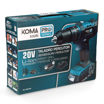 Kit taladro percutor atornillador 20 v con bateria 2.0ah y cargador