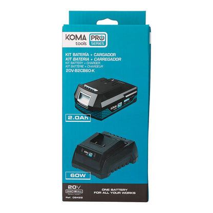 Pack batería li-ion 20 v 2.0 ah (08770) + cargador 20 v 60 w (08772)