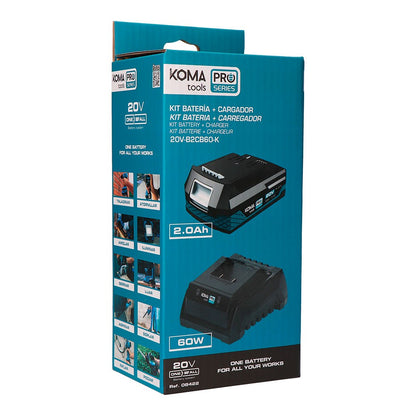 Pack batería li-ion 20 v 2.0 ah (08770) + cargador 20 v 60 w (08772)
