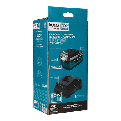 Pack batería li-ion 20 v 4.0 ah (08771) + cargador 20 v 60 w (08772)
