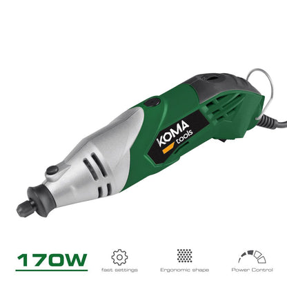 Herramienta multiusos rotativa 170w + 41 tipos de accesorio (190 piezas en total) 23,5 x 7 cm