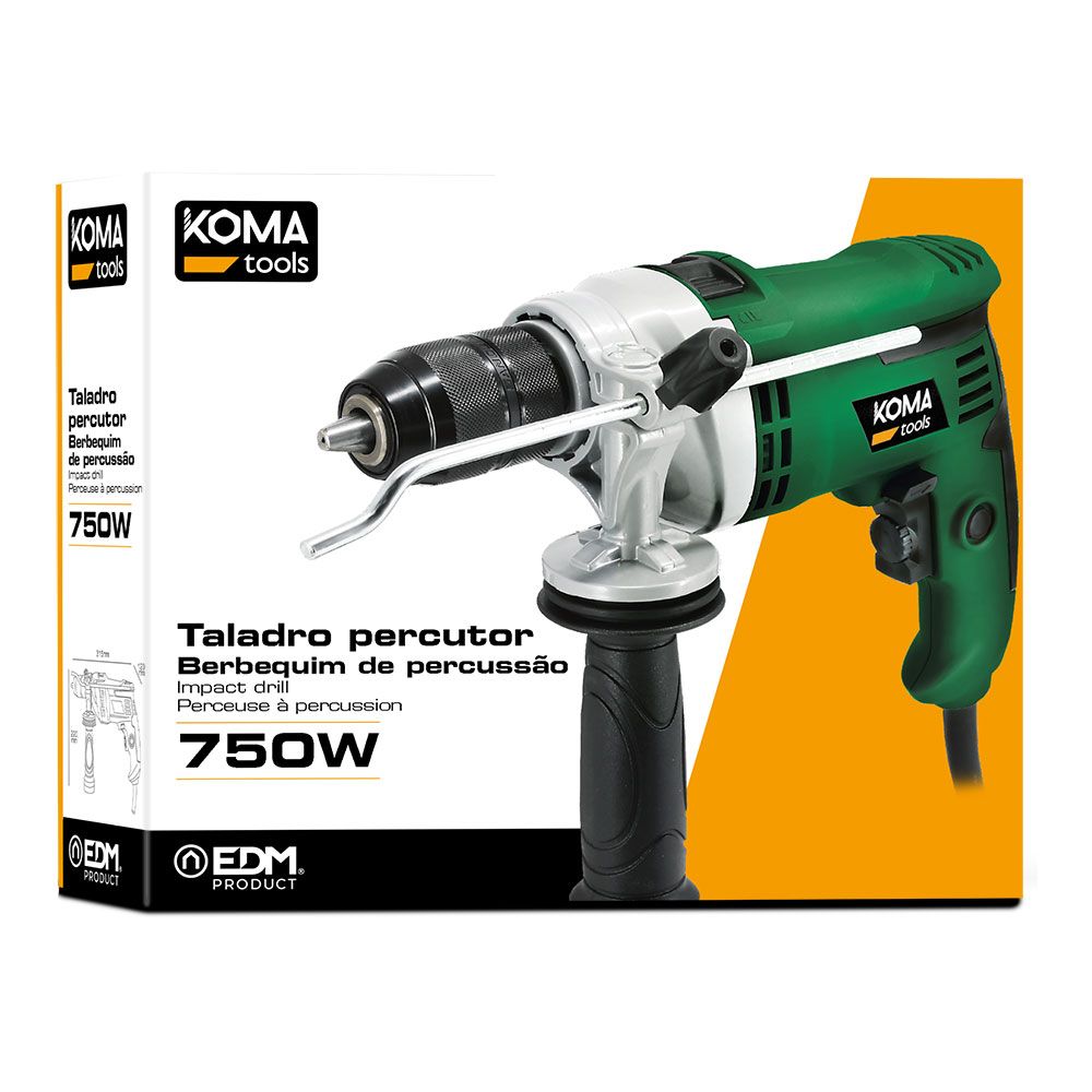 Taladro percutor 750w con cable de 2 m
