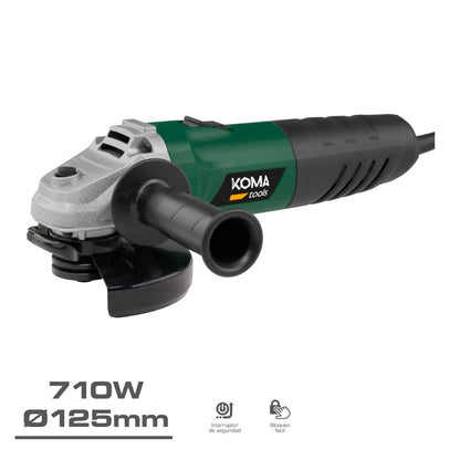 Amoladora angular electrica con maletin, ø125 mm, 710 w