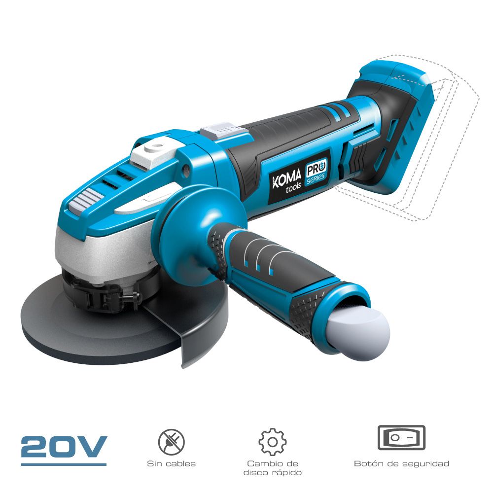 Amoladora angular 20 v ø115 mm (sin batería ni cargador) 28,9 x 23,9 cm