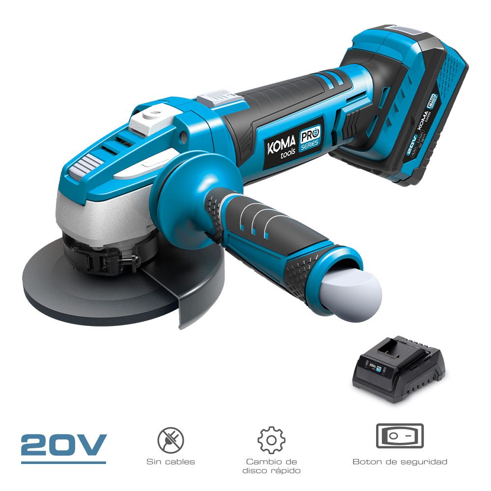 Kit amoladora angular 20 v ø115 mm con 1 bateria 4.0ah y cargador 08772 28,9 x 27 cm