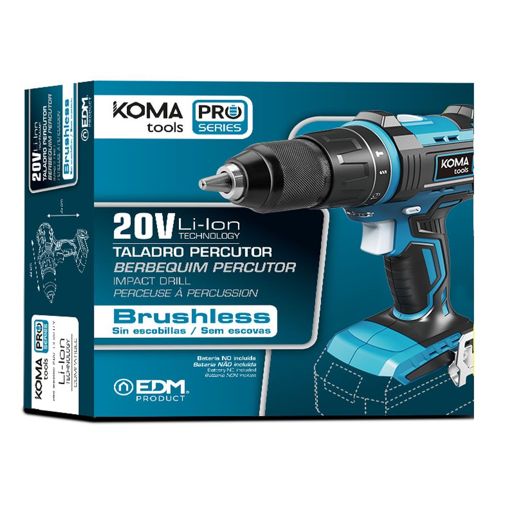 Taladro percutor atornillador brushless 20 v sin batería y cargador
