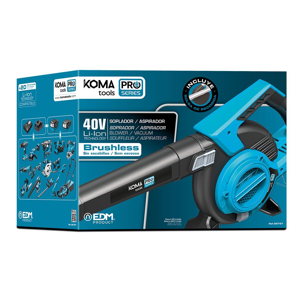 Soplador / aspirador / triturador 40v (sin baterias y cargador) brushless