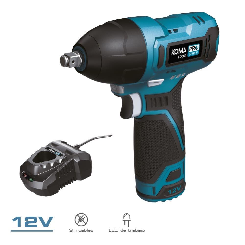 Kit llave de impacto 12 v con bateria y cargador