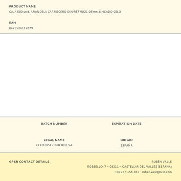 Caja 500 unid. arandela carrocero din/ref 9021 ø5mm zincado celo