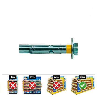 Anclaje dynabolt tornillo zincado m10 ø12 x 70 mm, caja 50 uds