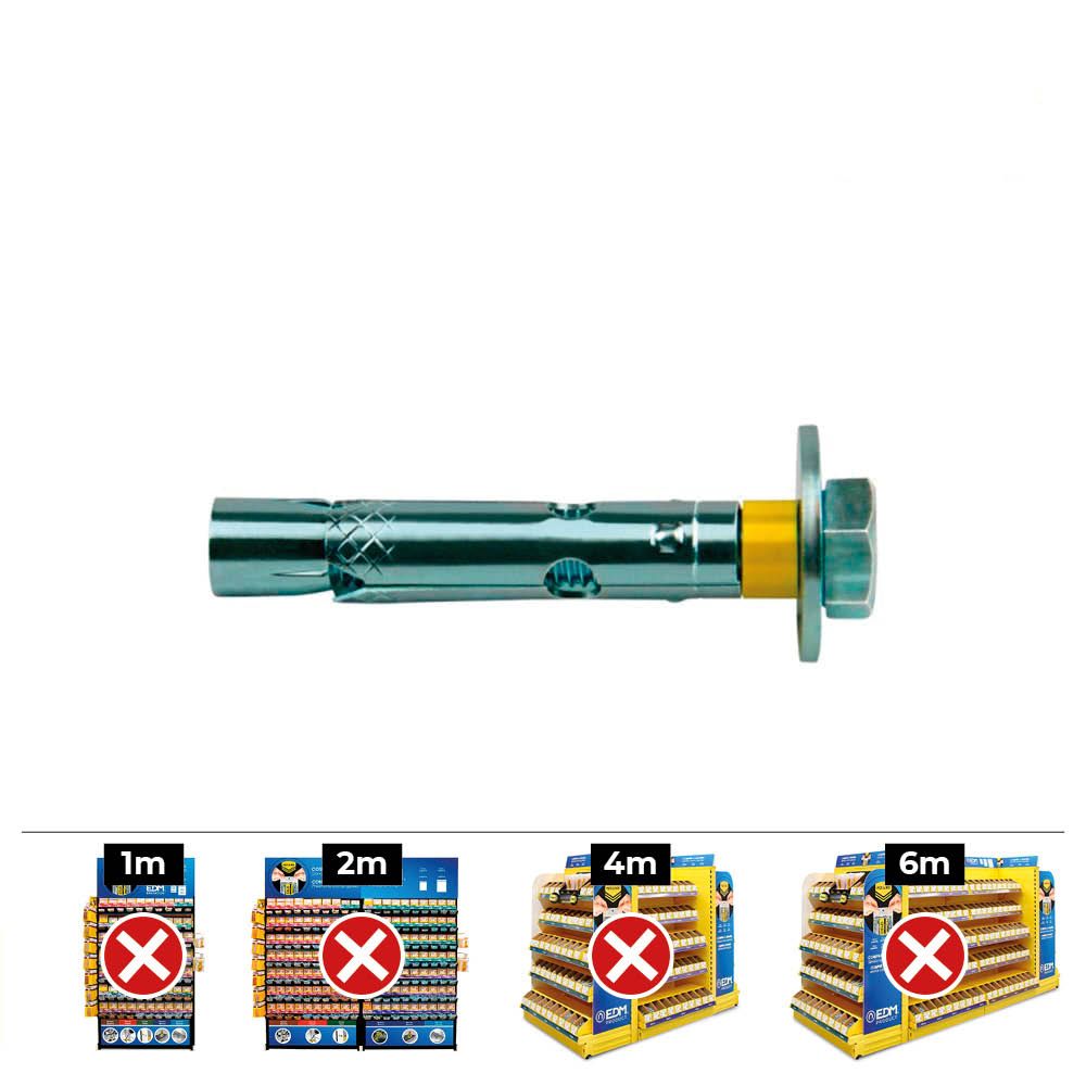 Anclaje dynabolt tornillo zincado m10 ø14 x 70 mm, caja 50 uds