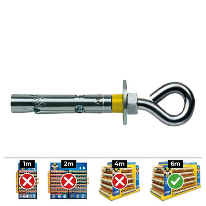 Anclaje dynabolt aro zincado ø10 x 60 mm, caja 50 uds