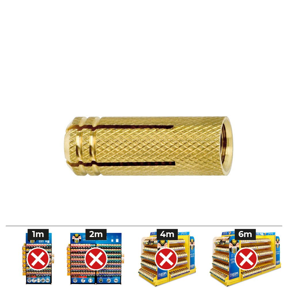 Taco de latón me m12 ø15 x 40 mm, caja 25 uds