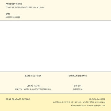 Tenazas sacabocados 220 x 64 x 15 mm