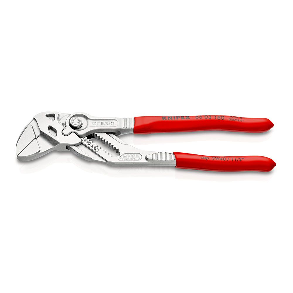 Tenazas llave alicate y llave en una sola herramienta recubiertos de plástico cromado 180 mm