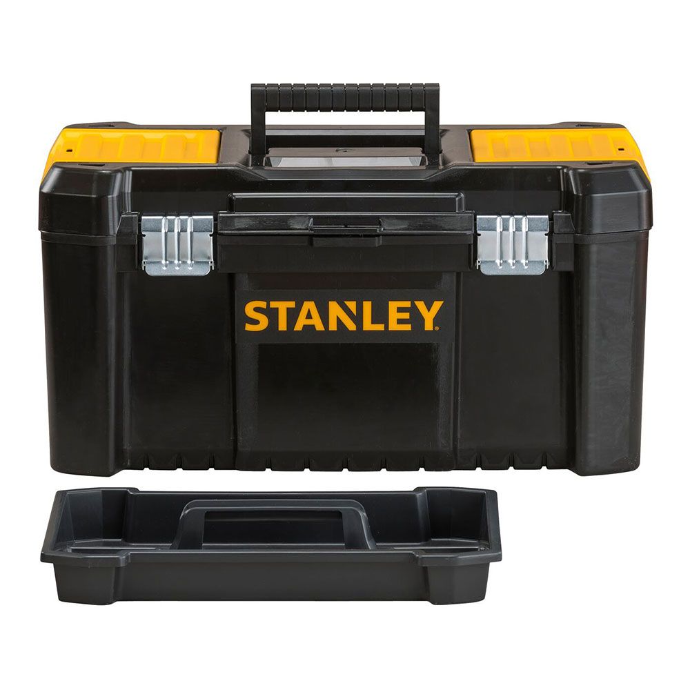Caja de herramientas de plástico con cierres de metal, 19 pulg / 48 cm