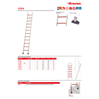 1TFV | Escalera de un tramo para uso en apoyo de fibra de fibra