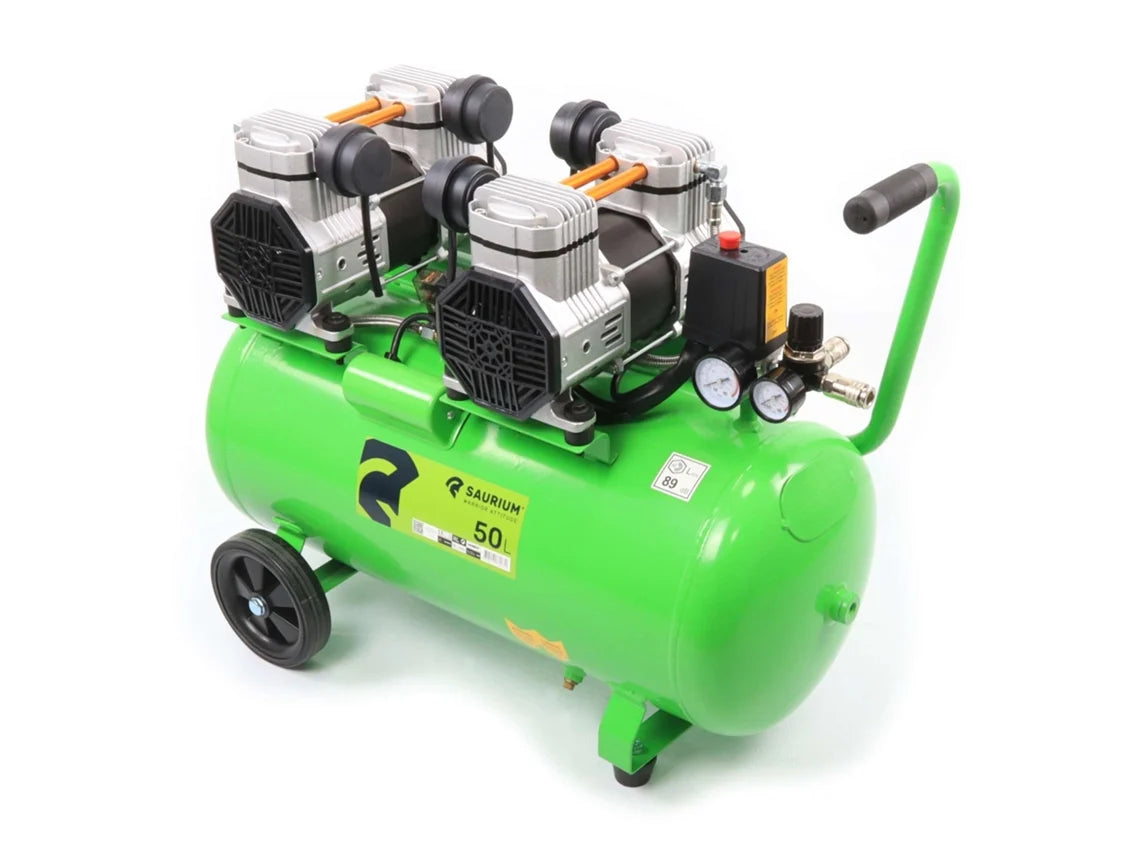 Compresor de aire monobloque SAURIUM 50L 4Hp 4 Cabezales 2 Motores