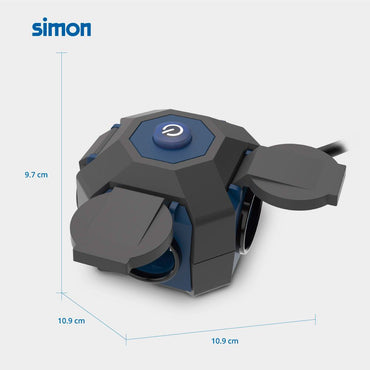 Base múltiple 4 tomas schuko, interruptor, ip44, 1,5 m de cable h07rn-f 3g1,5 mm², 16a 230v~, negra/azul