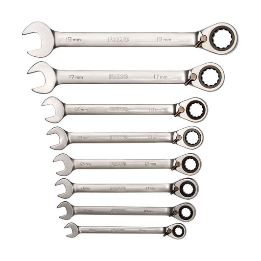 Llave combinada con carraca fija 8 - 19 mm, juego 8 piezas