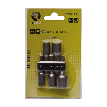 Vasos magnéticos hexagonales 5,5-13 mm ¼ pulg, juego 5 piezas