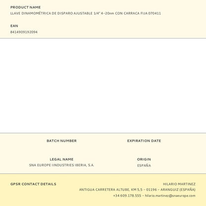 Llave dinamométrica de disparo ajustable ¼ pulg 4 - 20 mm con carraca fija