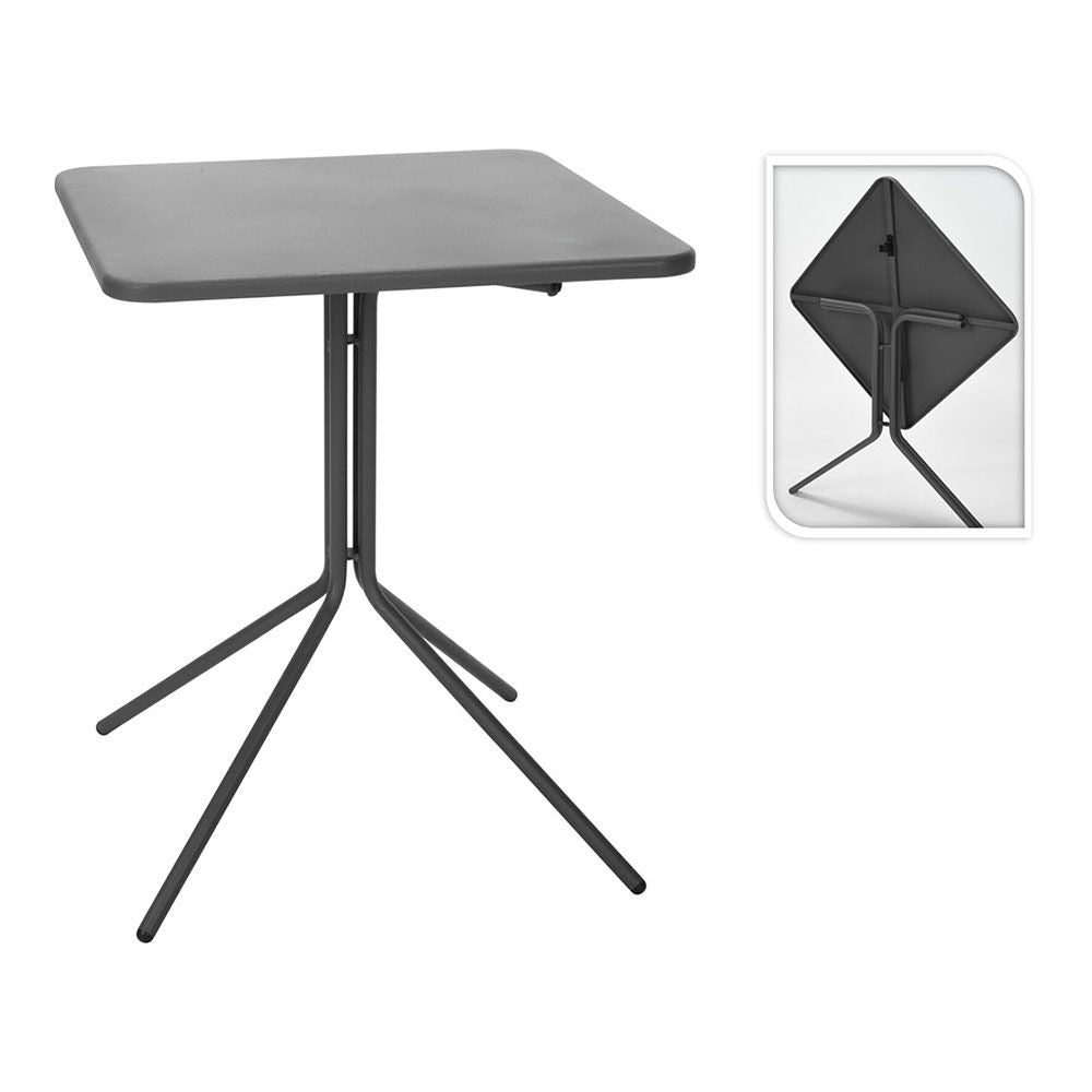 Mesa plegable gris oscura, 58 x 58 x 70 cm