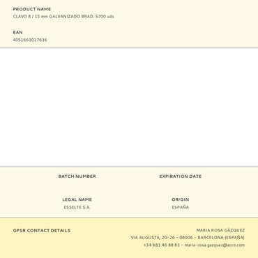 Clavo 8 / 15 mm galvanizado brad, 5700 uds