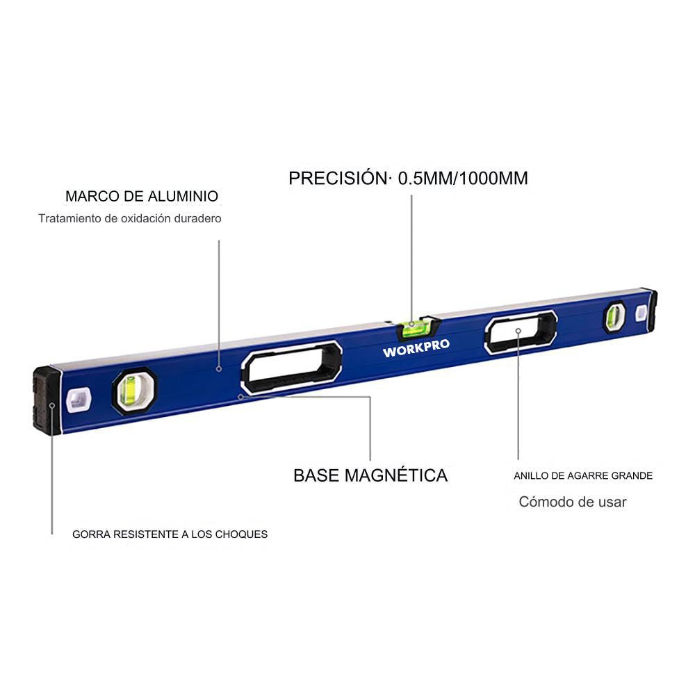 Nivel de burbuja pro con base magnética 60 cm