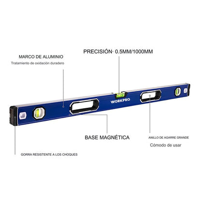 Nivel de burbuja pro con base magnética 60 cm
