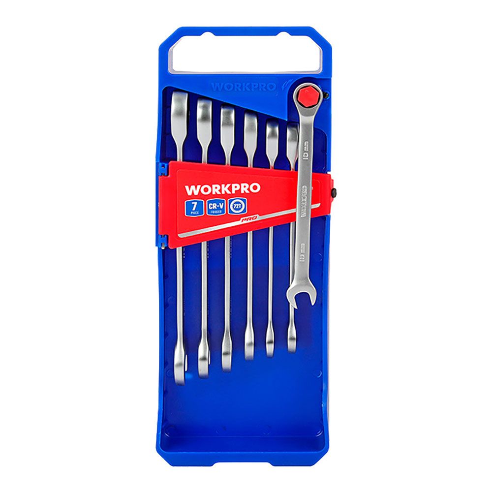 Llave mixta de carraca, métricas 10-11-12-13-14-15-16 mm, juego 7 piezas
