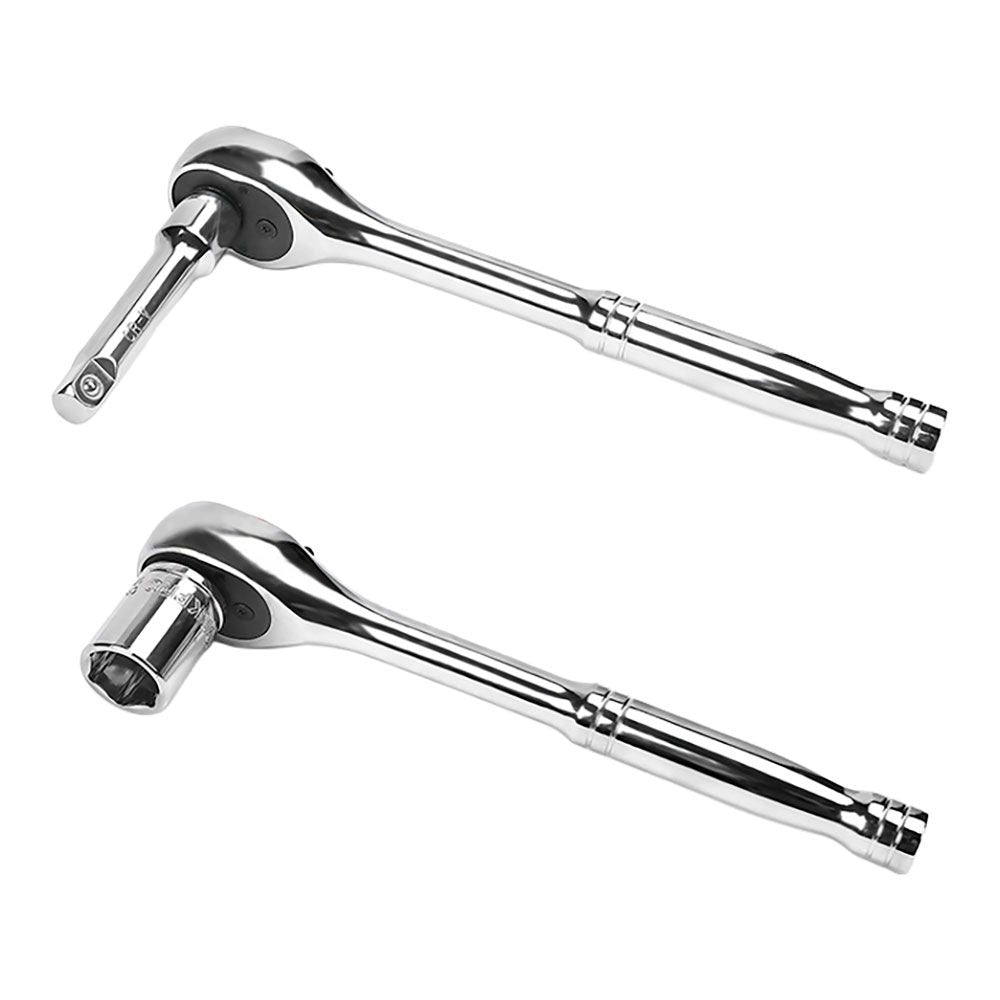 Llave de carraca y vasos 3/8 pulg, soporte giratorio, juego 20 piezas, métrico-sae