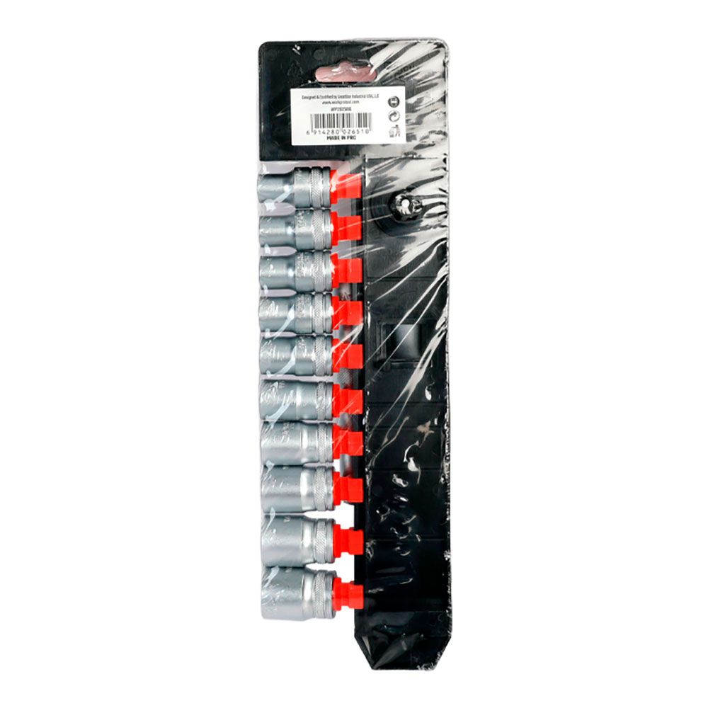 Llave de carraca y vasos ½ pulg, acabado mate, juego de 12 piezas, métrico