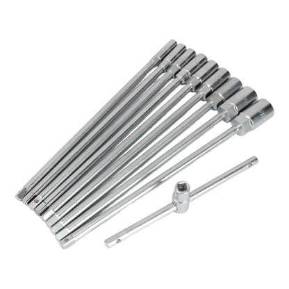 Llave t con vasos intercambiables, 8-19 mm, juego 10 piezas