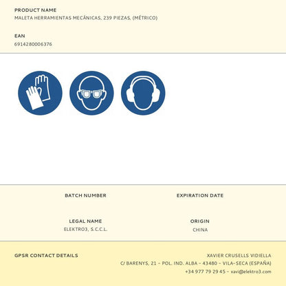 Maleta herramientas mecánicas, 239 piezas, (métrico)