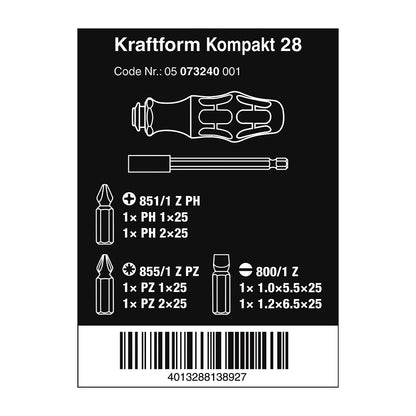 Destornillador extensible porta-puntas, 6 puntas, kompakt 28