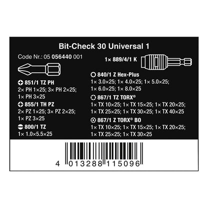 Puntas bit-check universal 1, 30 piezas