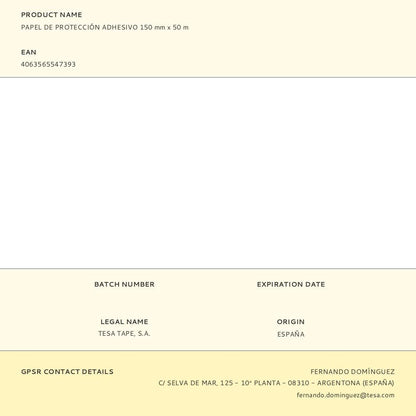 Papel de protección adhesivo 150 mm x 50 m