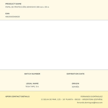 Papel de protección adhesivo 300 mm x 50 m