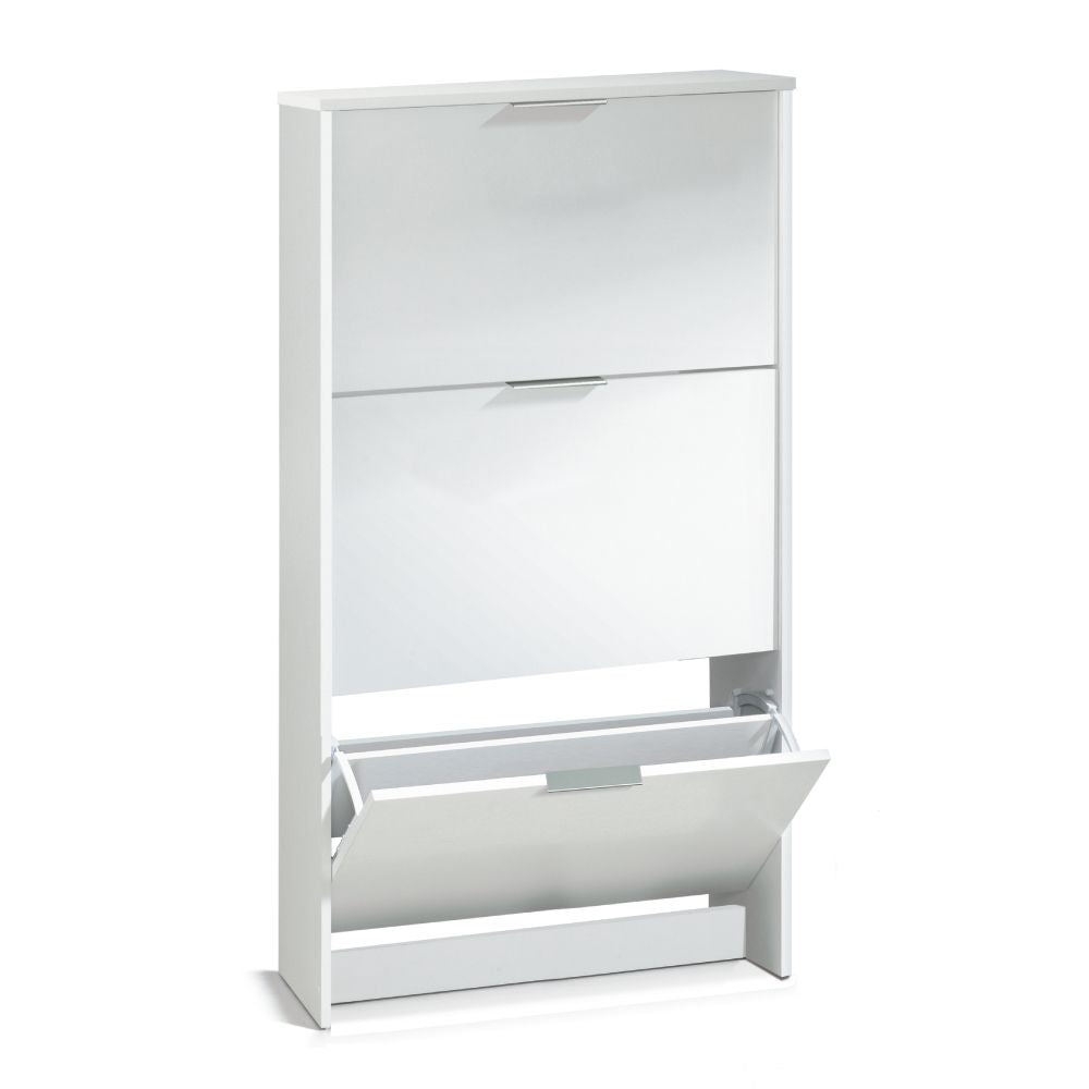 Zapatero 3 puertas abatibles blanco brillo