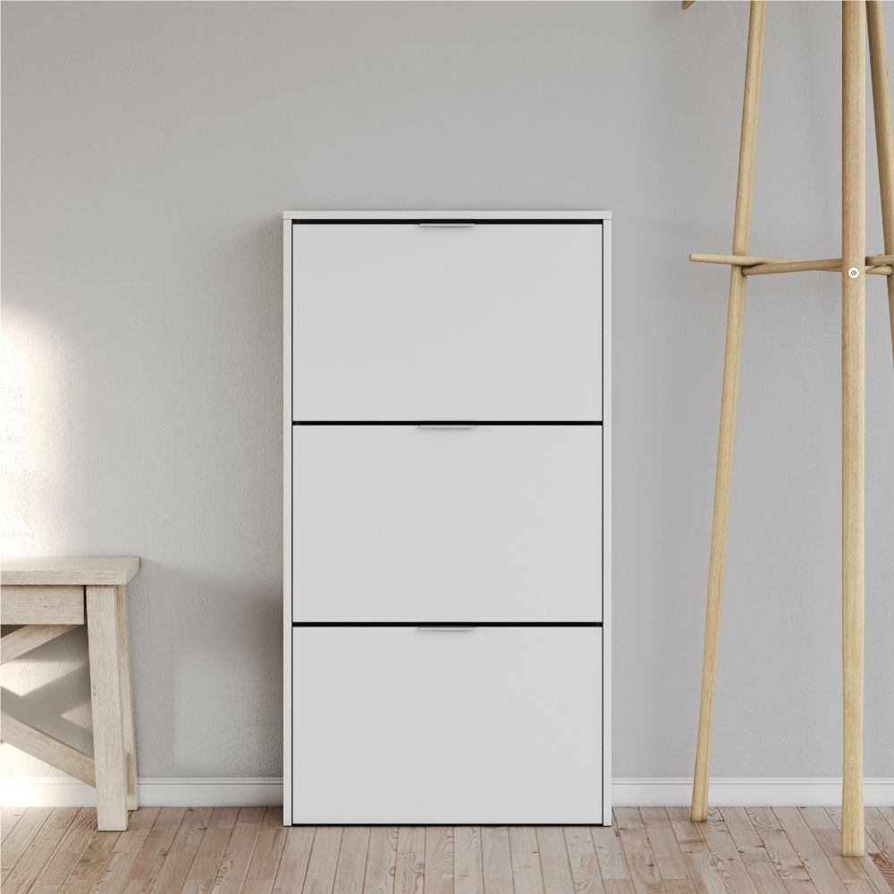 Zapatero 3 puertas abatibles blanco brillo