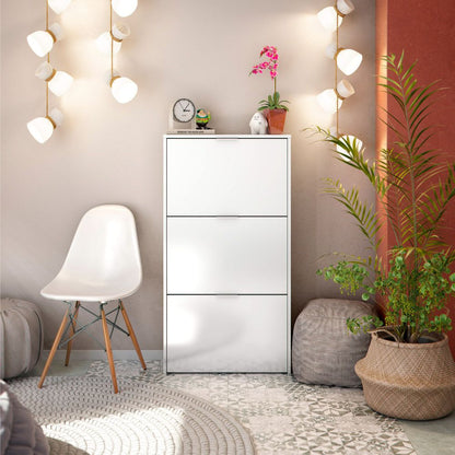 Zapatero 3 puertas abatibles blanco brillo