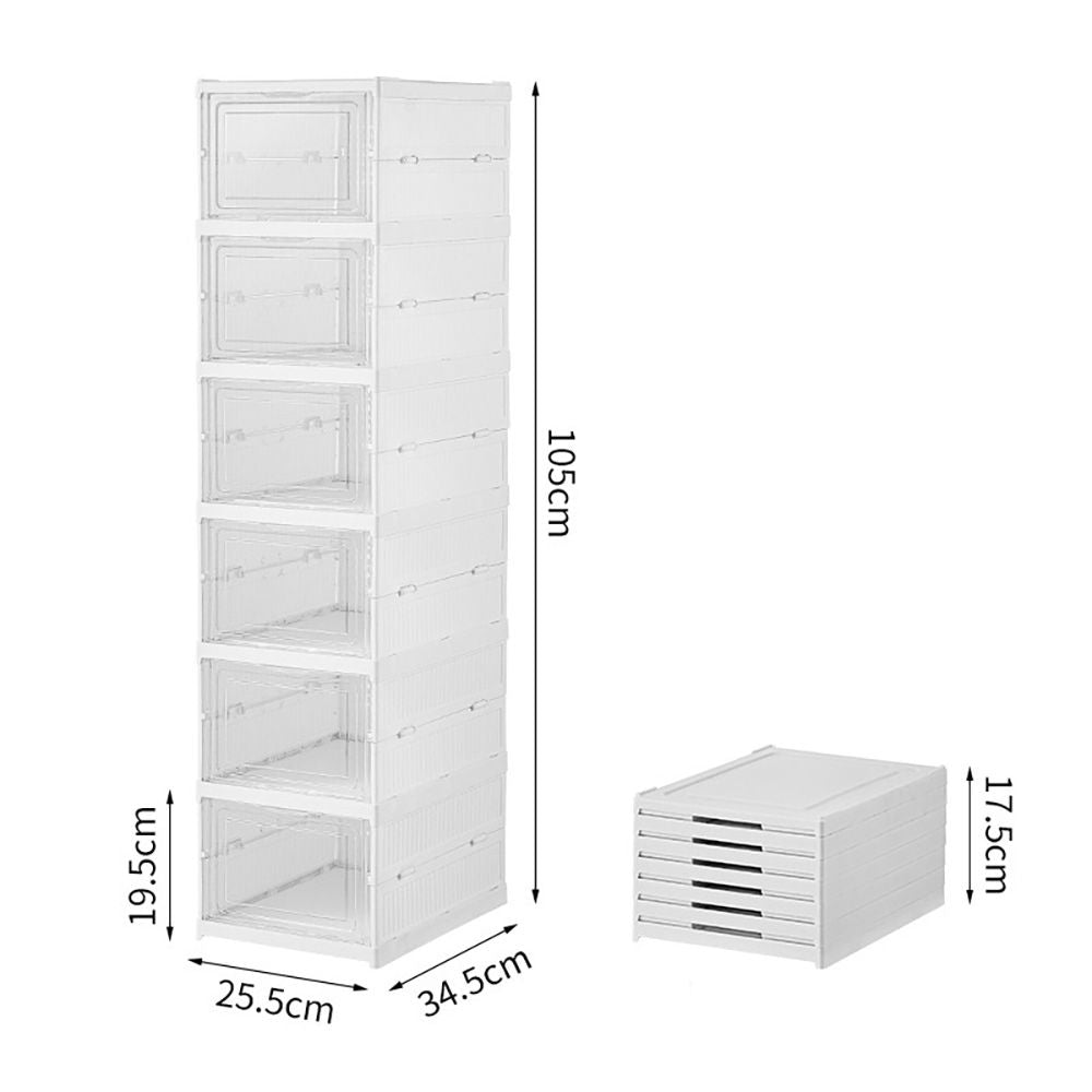 Zapatero plegable, 6 pares, blanco, 25,5 x 34,5 x 105 cm