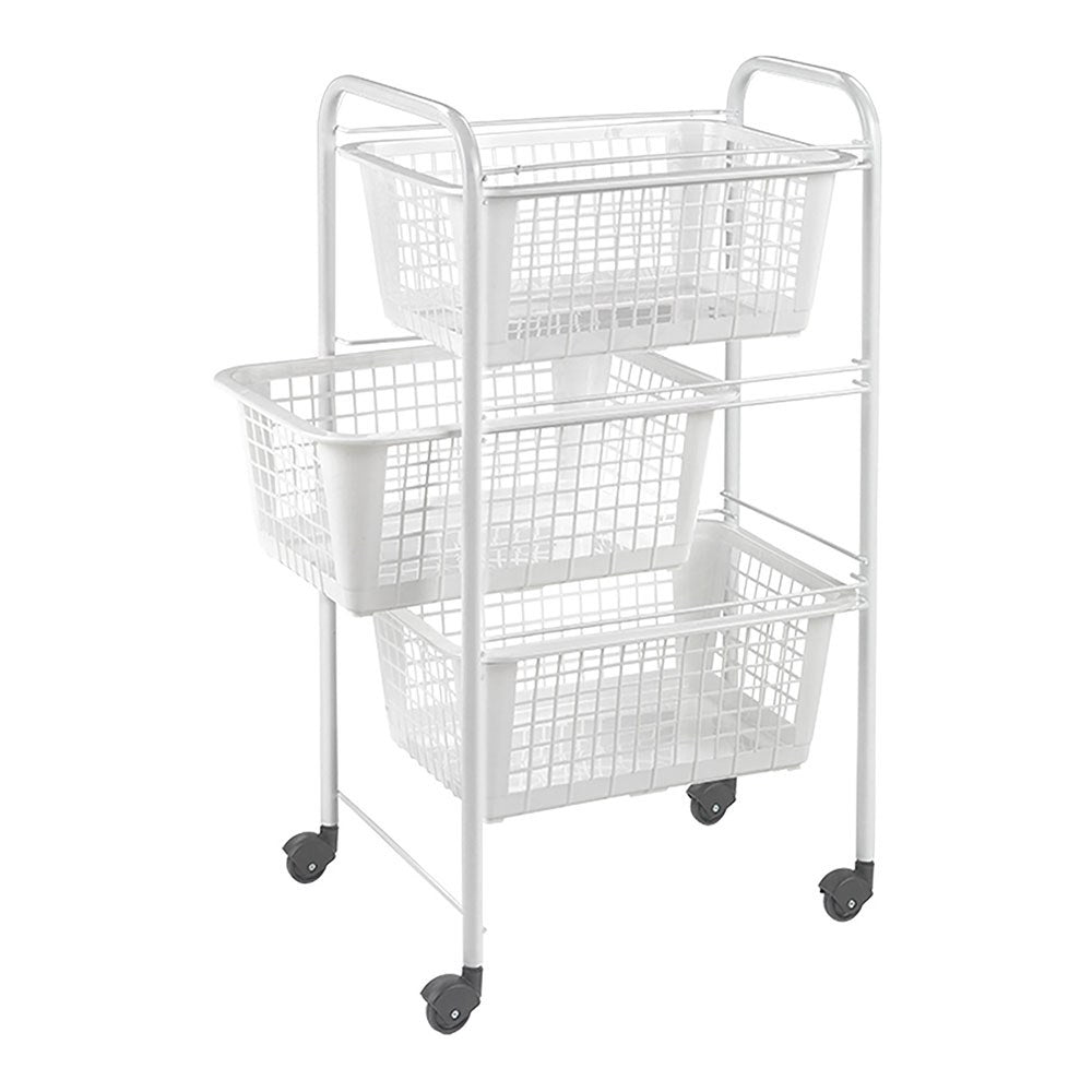 Carrito multiuso con 3 cestos, san diego, blanco, 30 x 38 x 68 cm