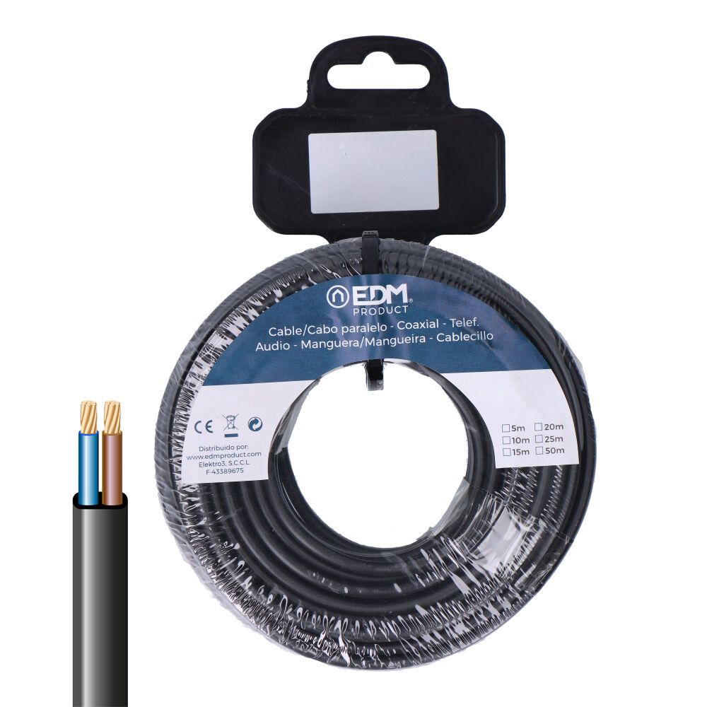 Carrete manguera plana h05vvh2-f 2 x 1,00 mm² negra, 25 m